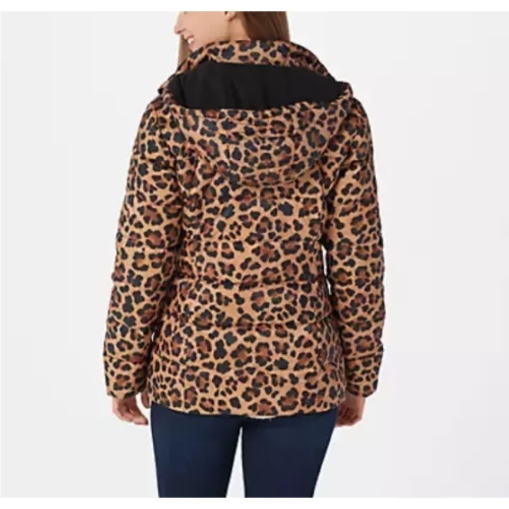 G.I.L.I. Zip Front Fleece Lined Printed Puffer Jacket in Leopard Size XS NWOT - Picture 2 of 14
